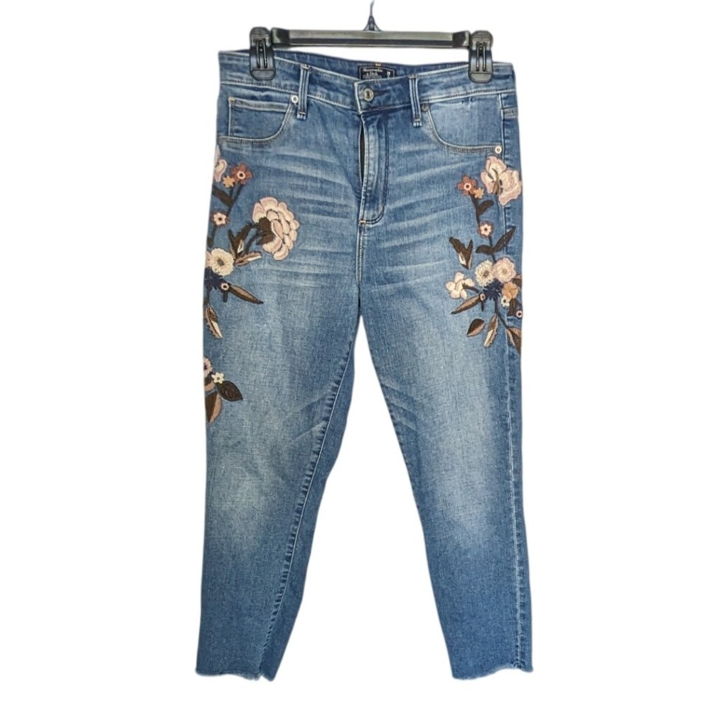 Abercrombie Simone High Rise Ankle Jeans 28 6S Embroidered Boho Chic Festival